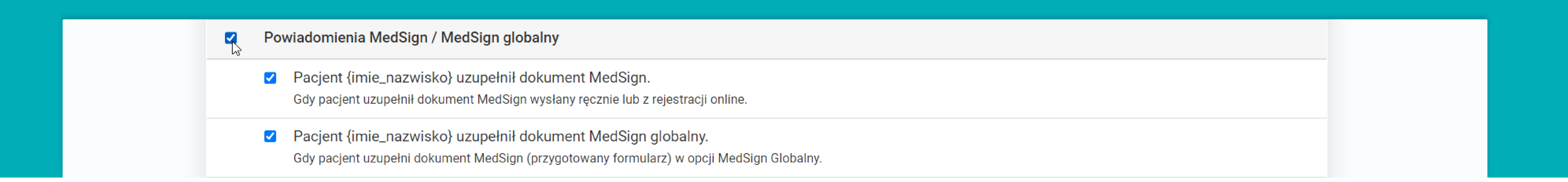 Powiadomienia MedSign / MedSign globalny